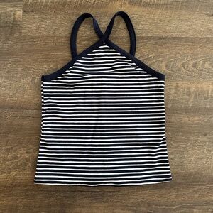 Striped Navy and White Crossback Tank Top